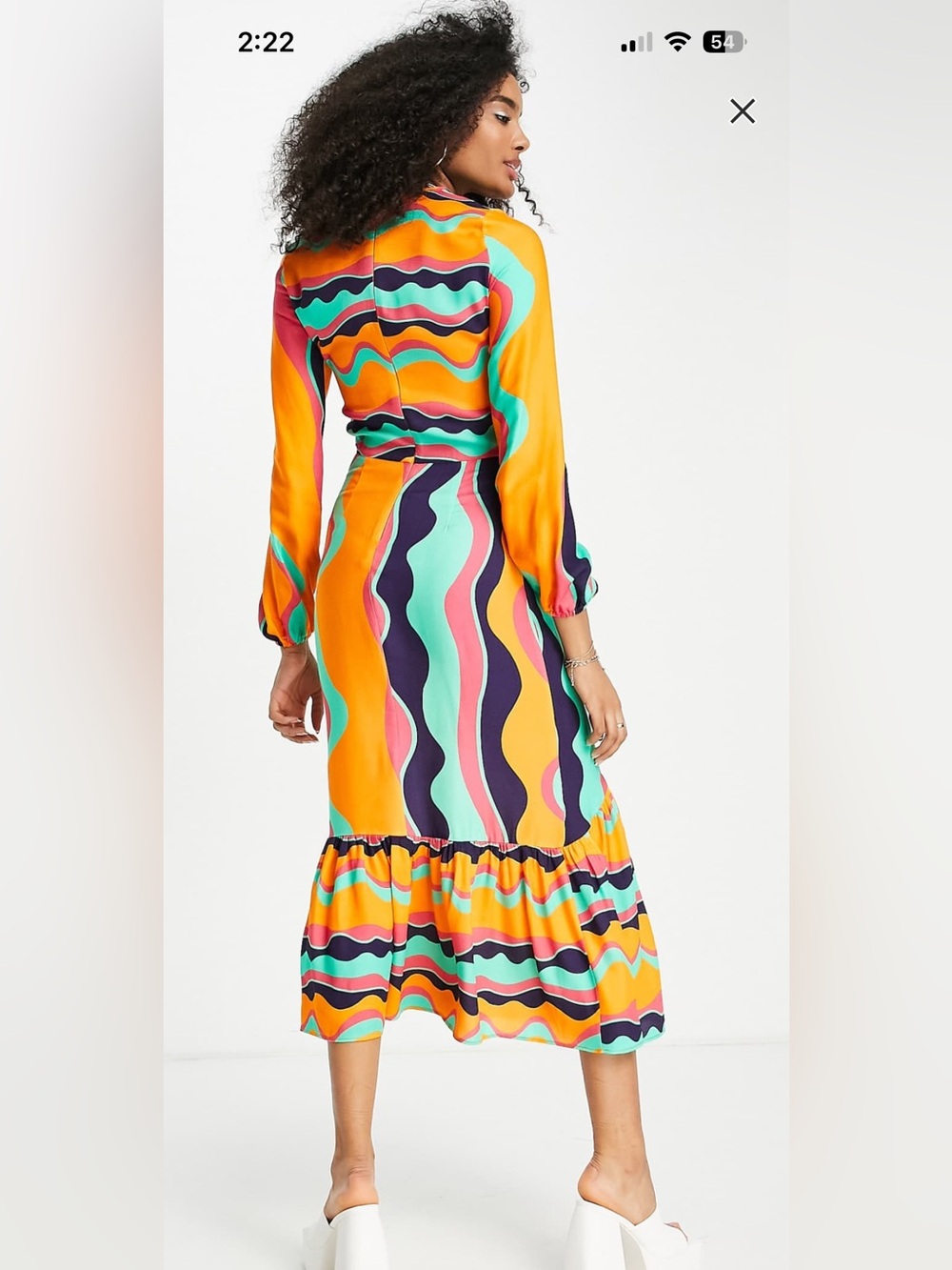 Never Fully Dressed Multicolor Wave-Print Midi Dress - Picture 4 of 4